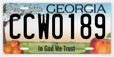 GA license plate CCW0189