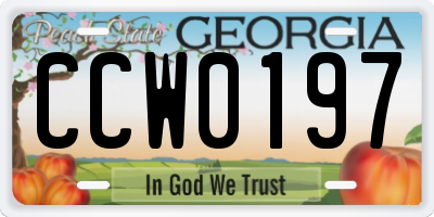 GA license plate CCW0197