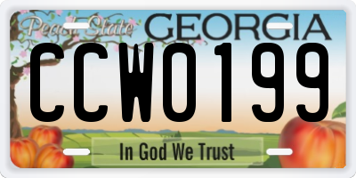 GA license plate CCW0199