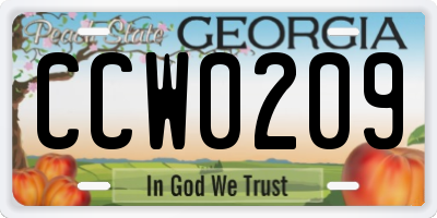 GA license plate CCW0209