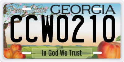 GA license plate CCW0210