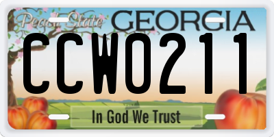 GA license plate CCW0211