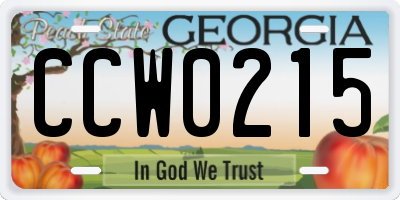 GA license plate CCW0215