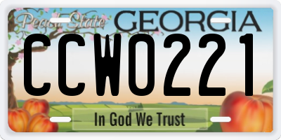 GA license plate CCW0221