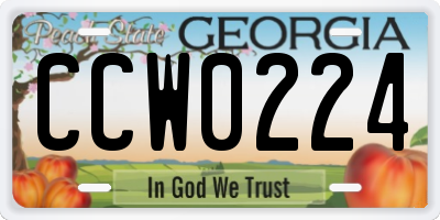 GA license plate CCW0224