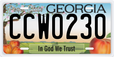 GA license plate CCW0230