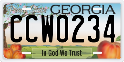 GA license plate CCW0234