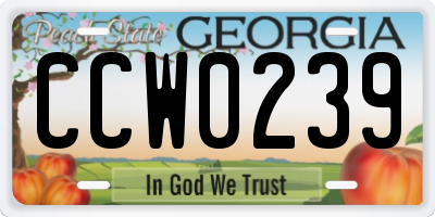 GA license plate CCW0239