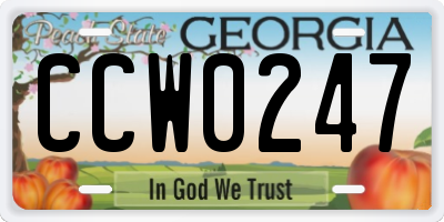 GA license plate CCW0247