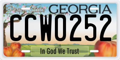 GA license plate CCW0252