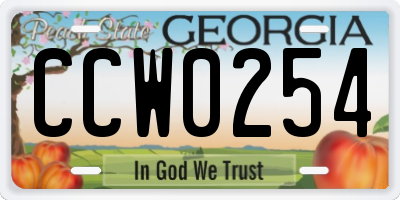 GA license plate CCW0254