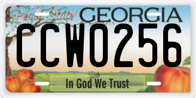 GA license plate CCW0256