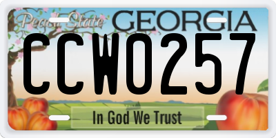 GA license plate CCW0257