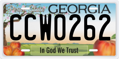 GA license plate CCW0262