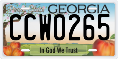 GA license plate CCW0265