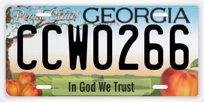 GA license plate CCW0266