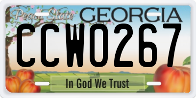 GA license plate CCW0267