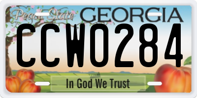 GA license plate CCW0284