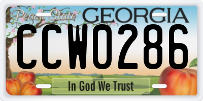 GA license plate CCW0286