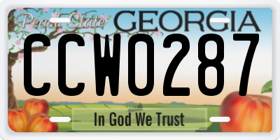 GA license plate CCW0287