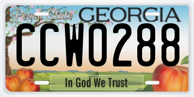 GA license plate CCW0288