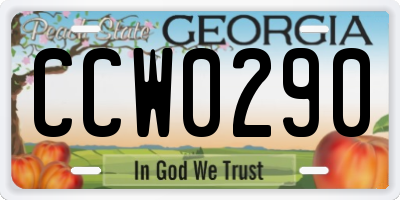 GA license plate CCW0290