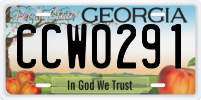 GA license plate CCW0291