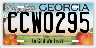 GA license plate CCW0295