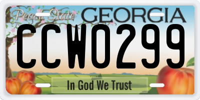GA license plate CCW0299