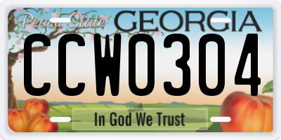 GA license plate CCW0304