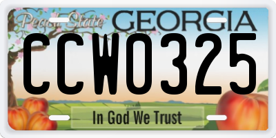 GA license plate CCW0325