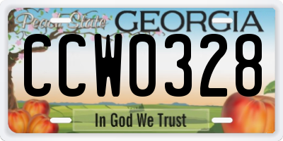 GA license plate CCW0328