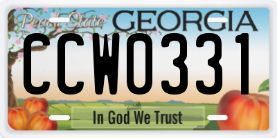 GA license plate CCW0331