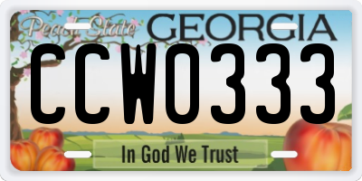GA license plate CCW0333