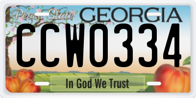 GA license plate CCW0334