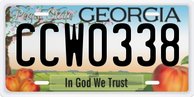 GA license plate CCW0338