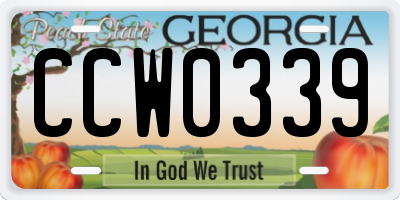 GA license plate CCW0339