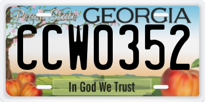 GA license plate CCW0352