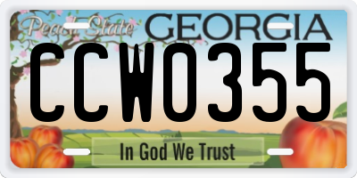 GA license plate CCW0355
