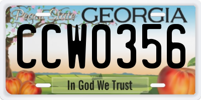 GA license plate CCW0356