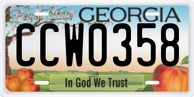 GA license plate CCW0358