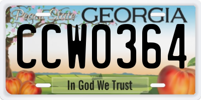 GA license plate CCW0364