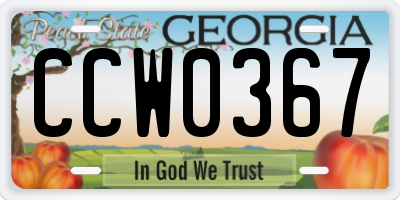 GA license plate CCW0367