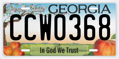 GA license plate CCW0368