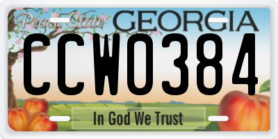 GA license plate CCW0384