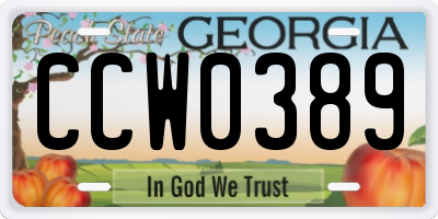 GA license plate CCW0389