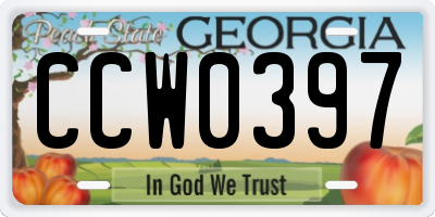 GA license plate CCW0397