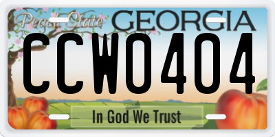 GA license plate CCW0404