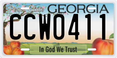 GA license plate CCW0411