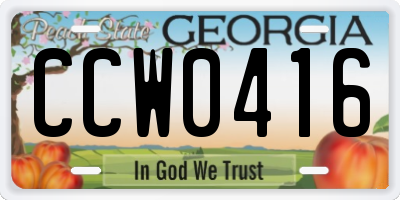 GA license plate CCW0416